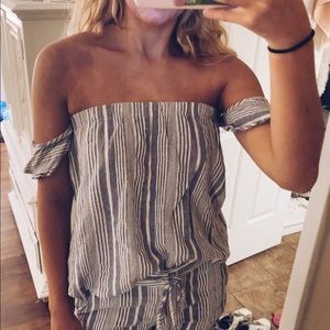 On the Road Off the Shoulder Striped Top